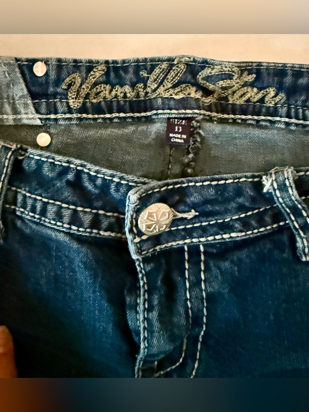Y2K Vanilla Star Women's Dark Indigo Denim Jeans  size 13